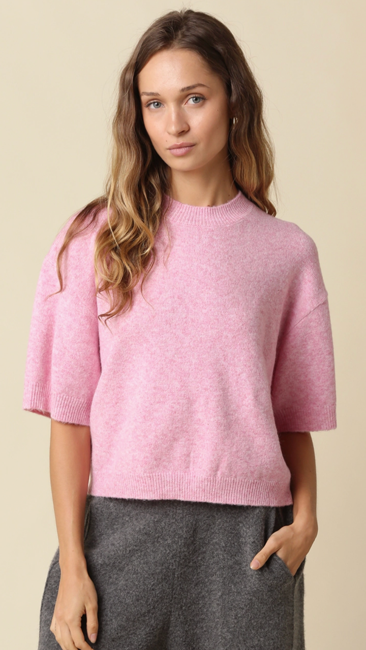 Pink Half Sleeve Sweater