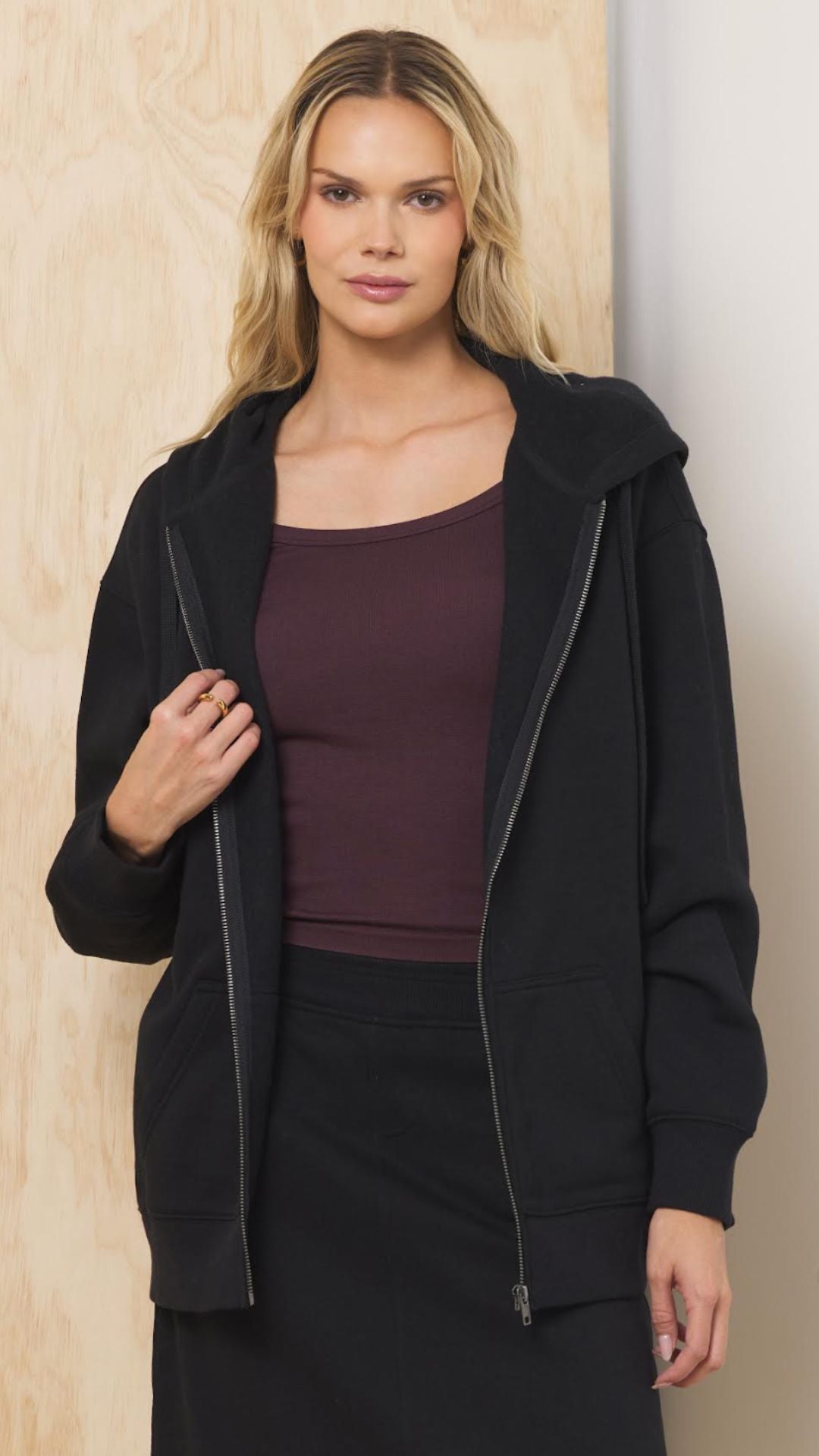 Black Patchwork Hearts Oversized Zip Up