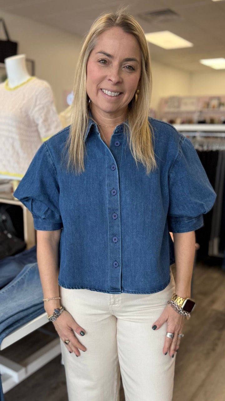 Puff Sleeve Denim Top