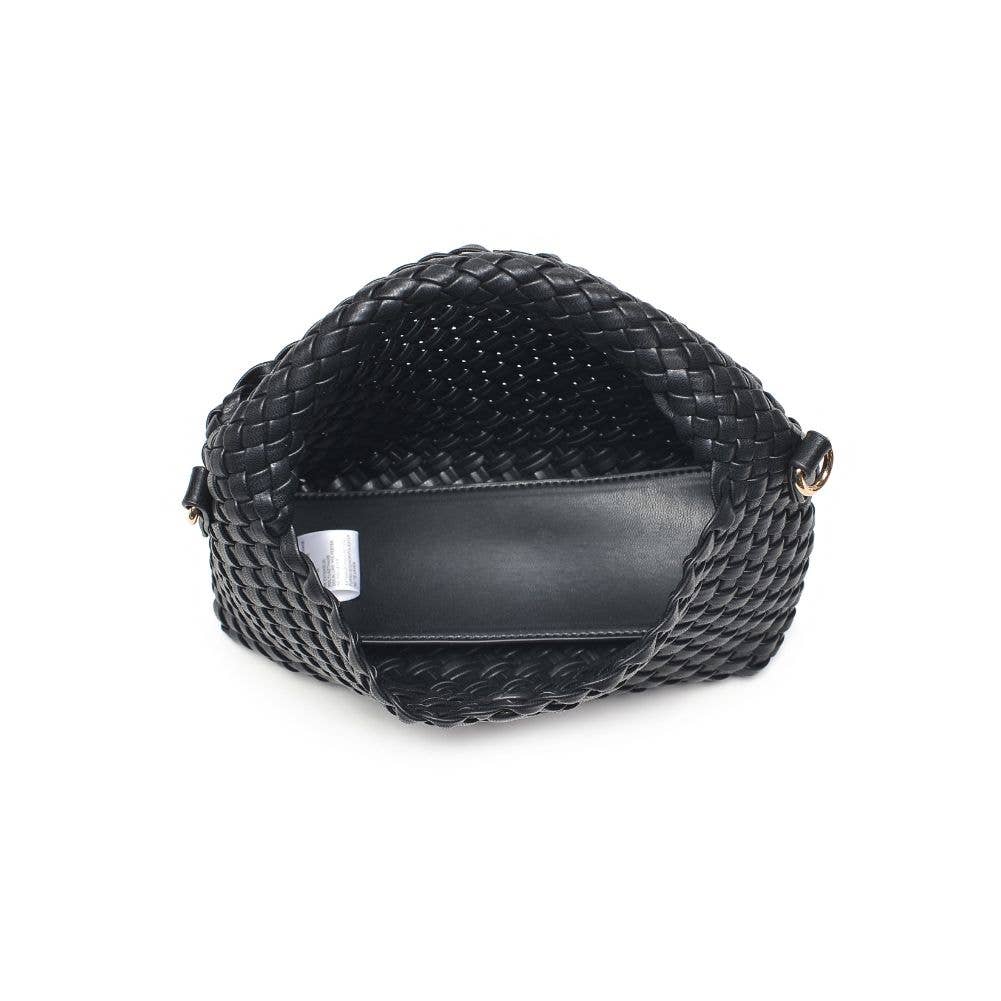Black Woven Vegan Leather Crossbody