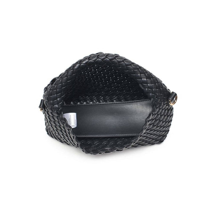 Black Woven Vegan Leather Crossbody