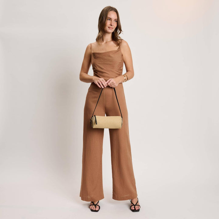 Natural Straw Shoulder Barrel Bag