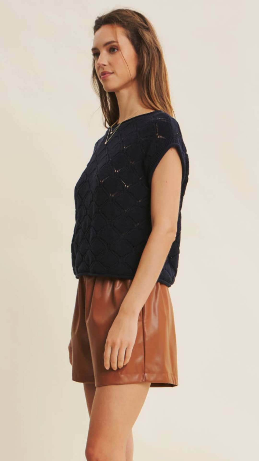 Midnight Navy Timeless Textured Cable Knit Sweater