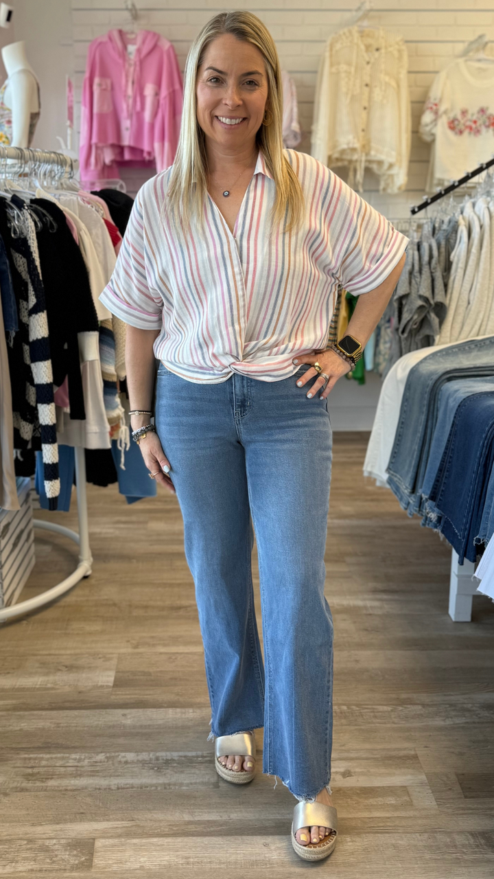 Front Twist Detail Collar Blouse