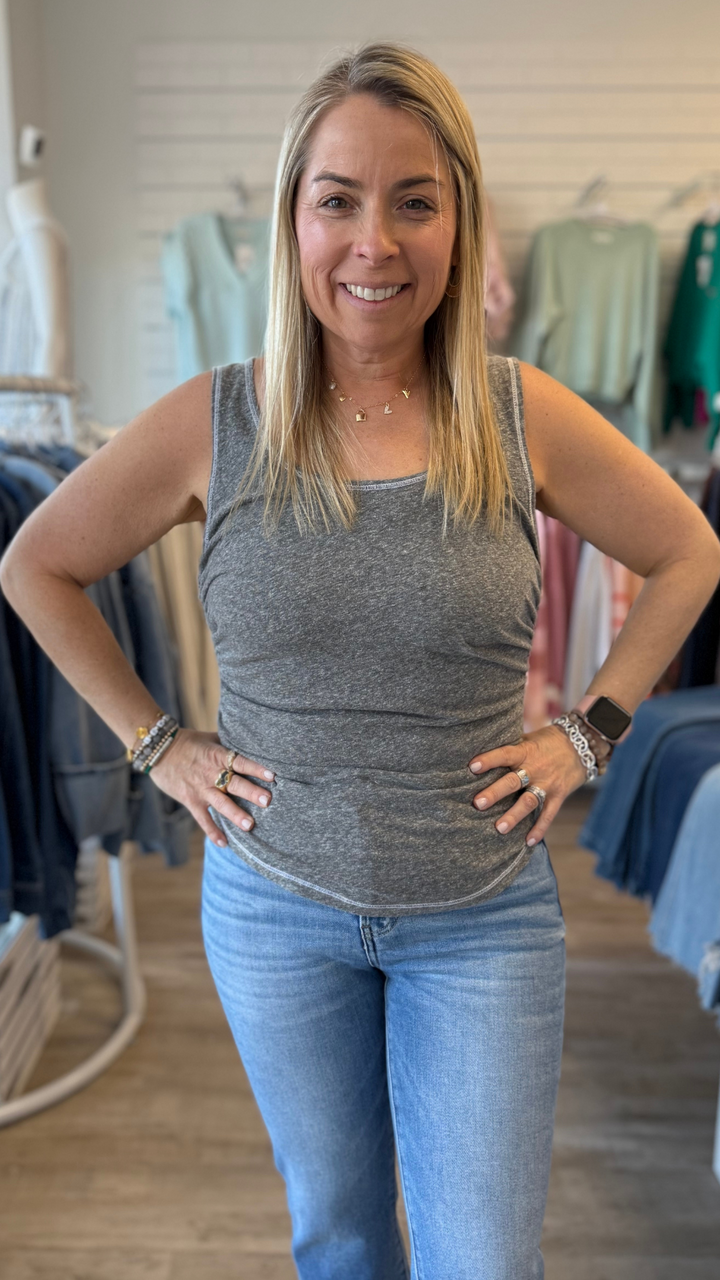Cami Heathered Scoop Tank
