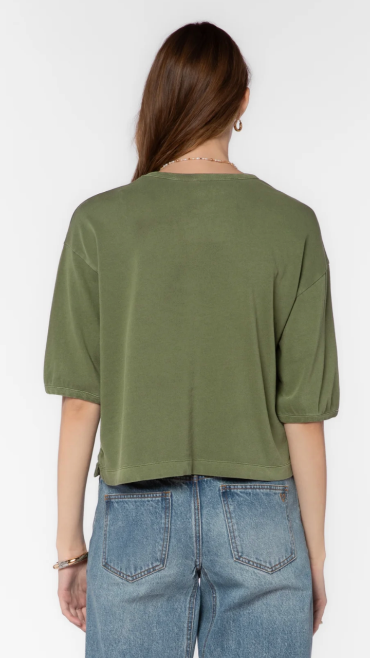 Olive Drop Shoulder Cotton Tee