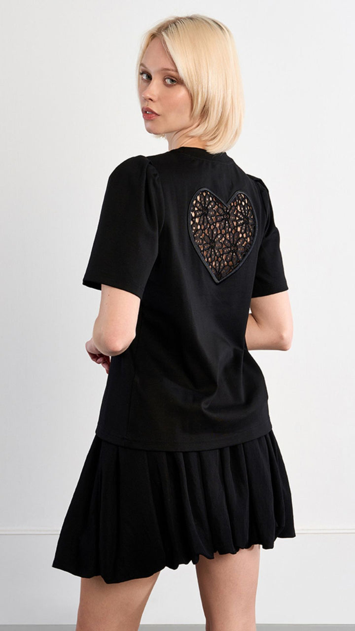 Black Open Heart Tee