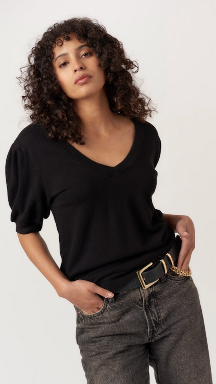 In My Feels Puff Sleeve V Neck Pullover