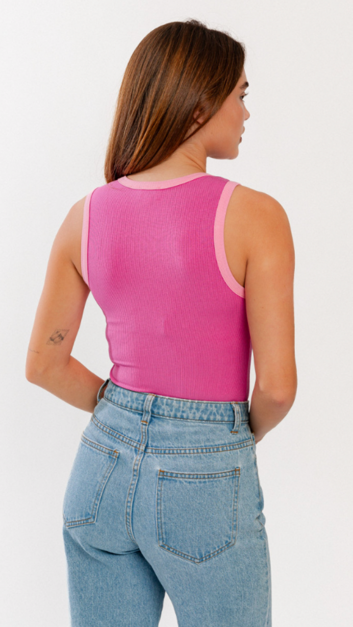 Hot Pink Colorblock Bodysuit