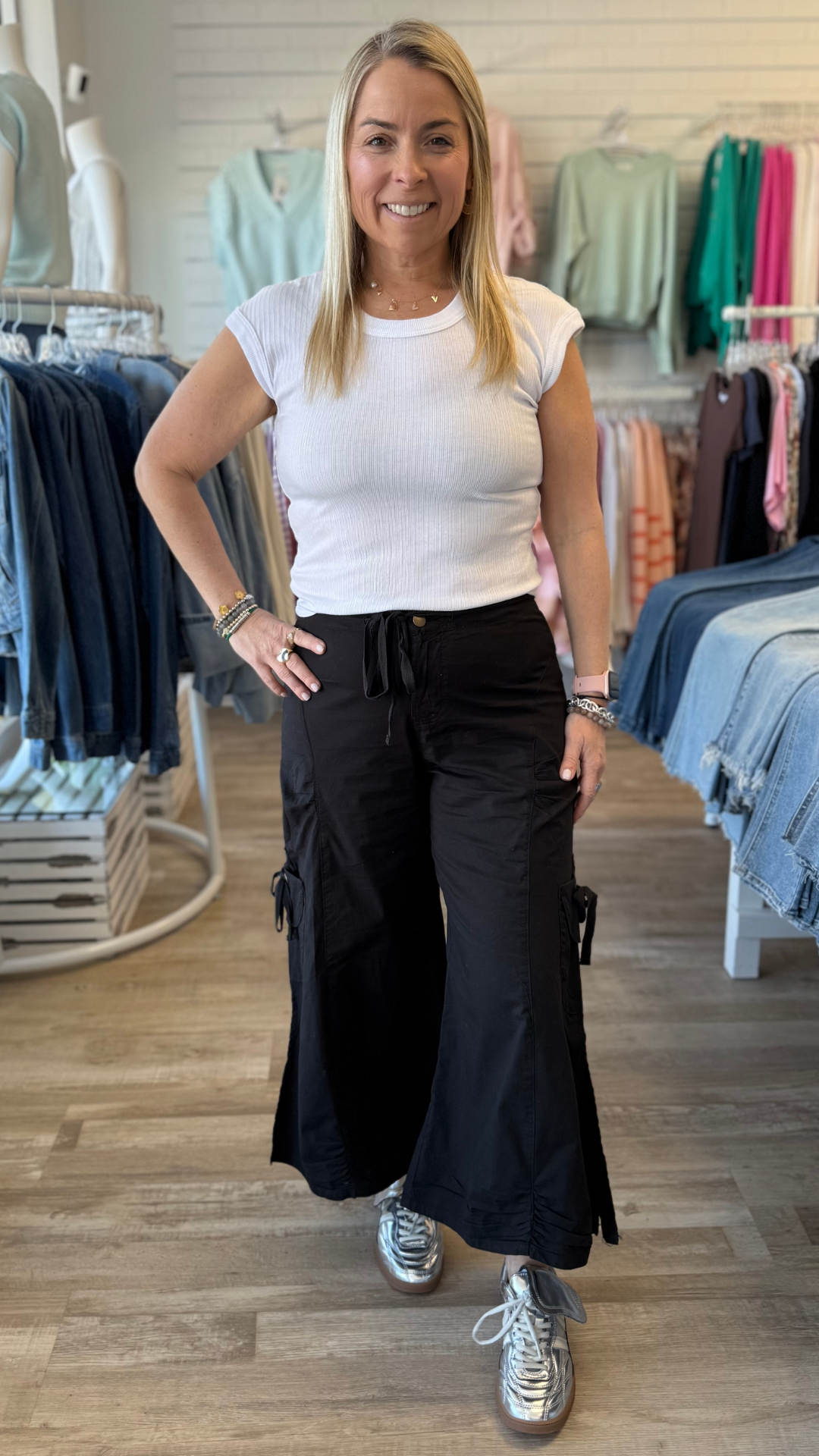 Black Cargo Gaucho Crop