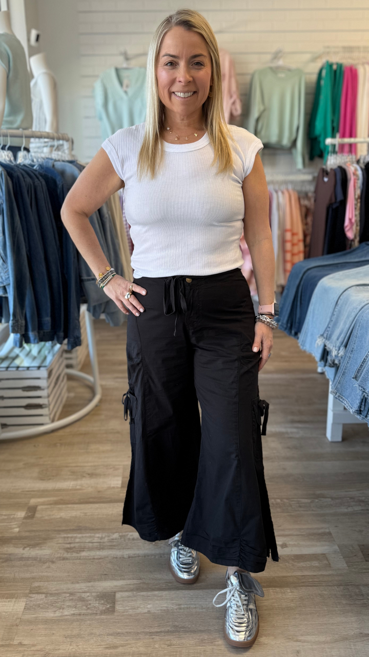 Black Cargo Gaucho Crop