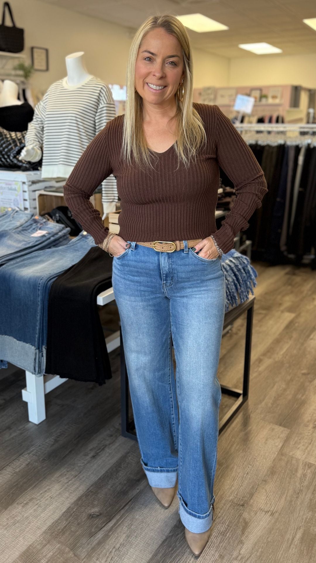 Cocoa Brown Fitted Light Sweater