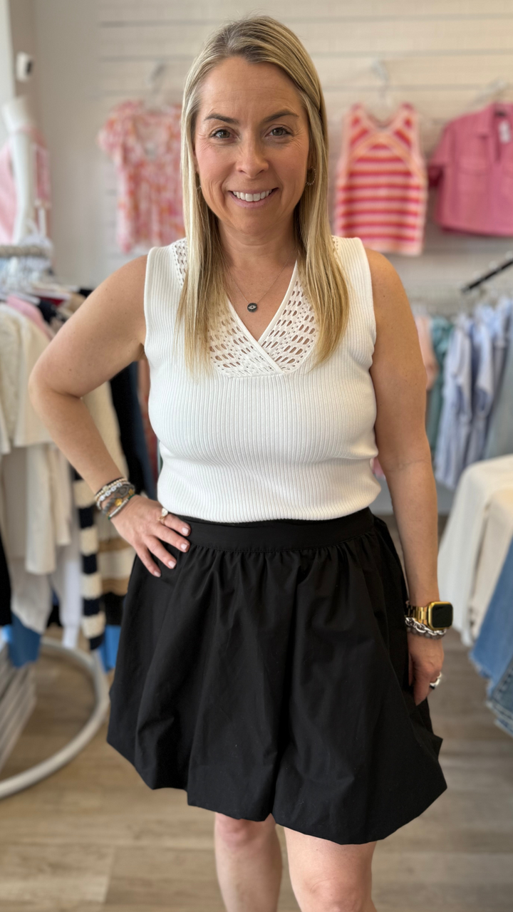 White V Neck Trim Detail Sweater Tank