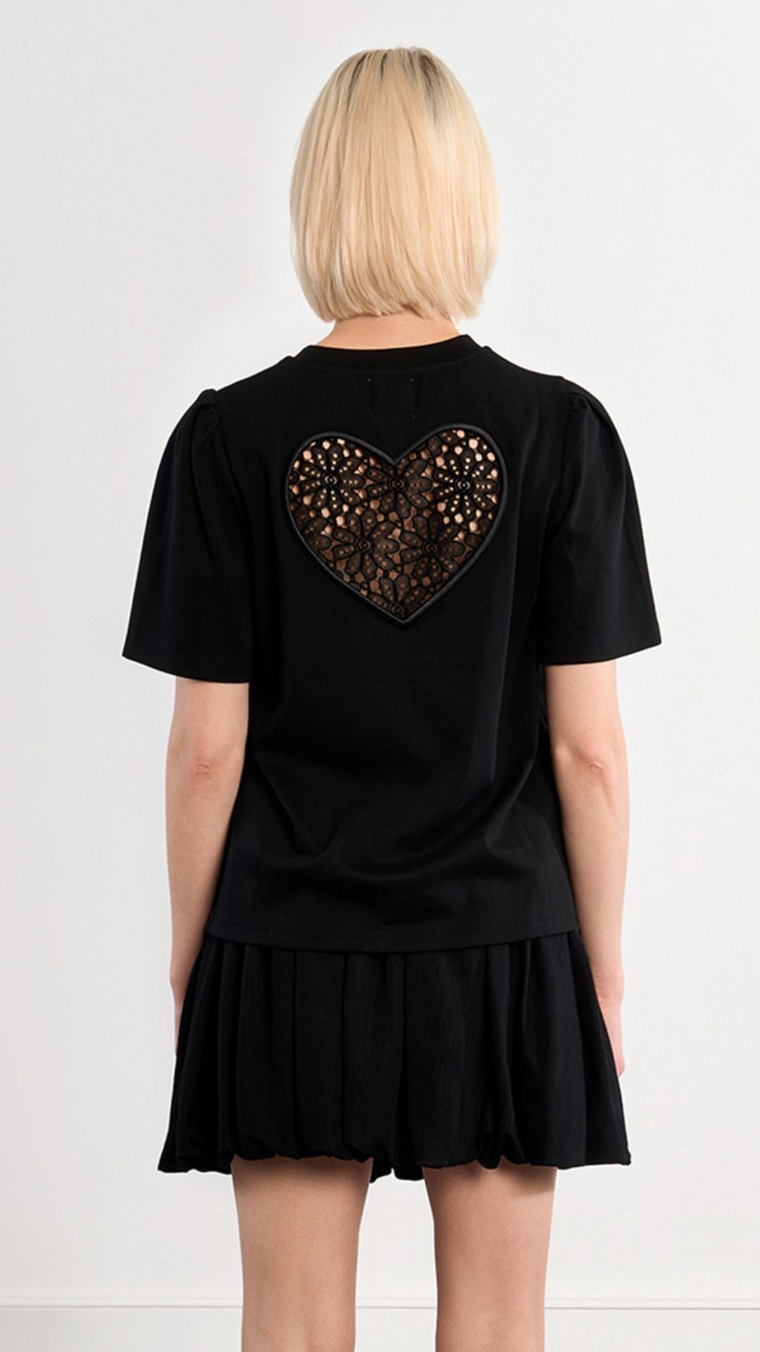 Black Open Heart Tee