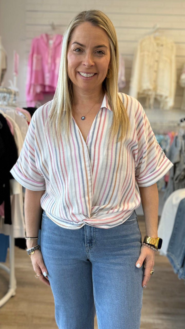 Front Twist Detail Collar Blouse