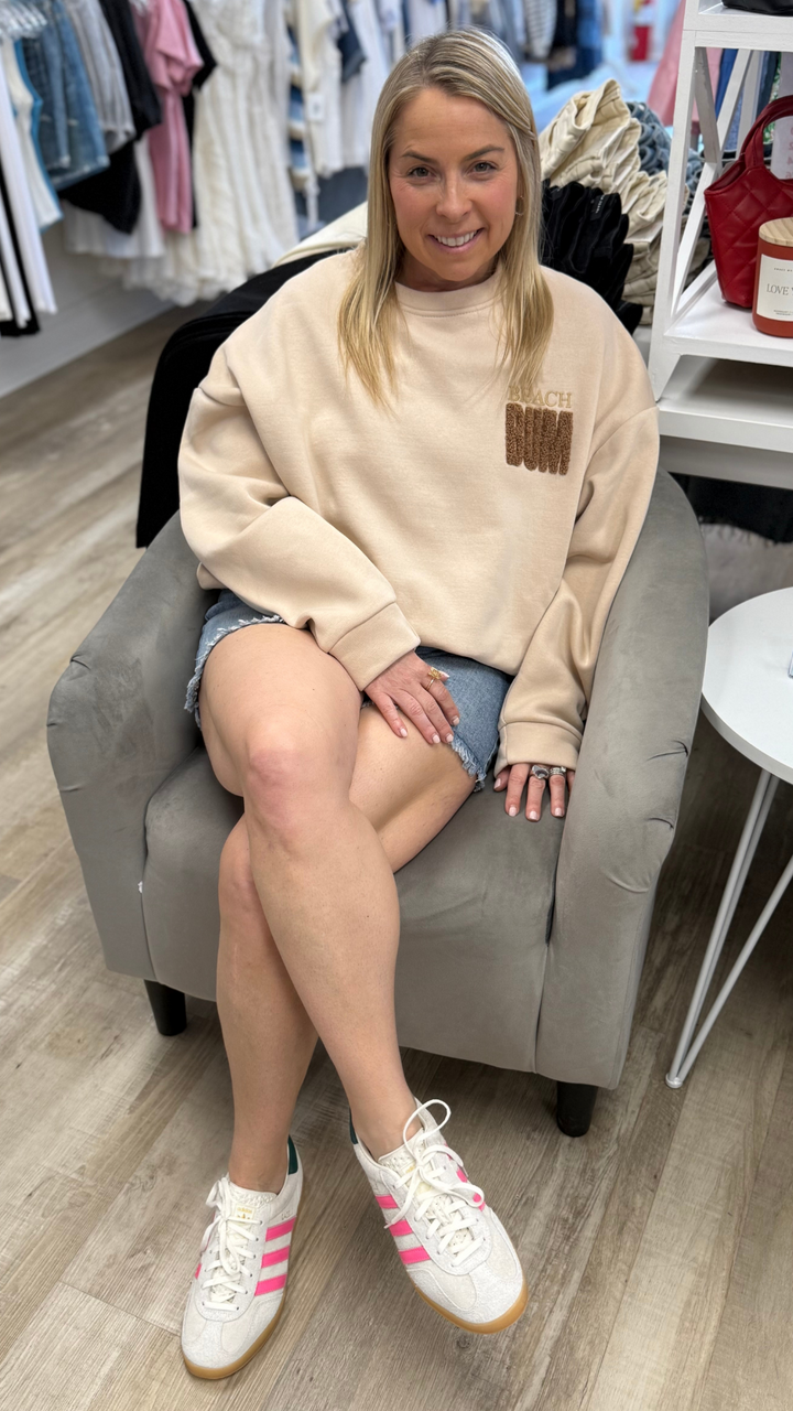 Oversized Beach Bum Fleece Crew Sweatshirt