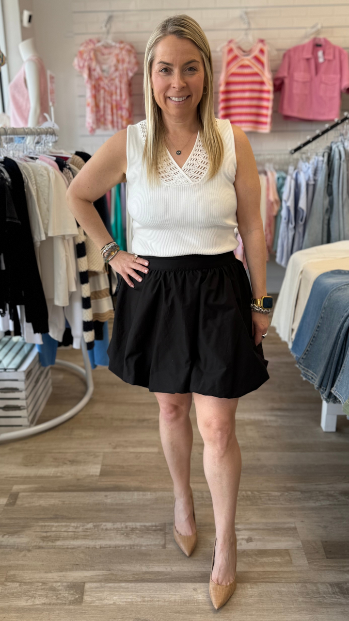 Black Bubble Hem Mini Skirt