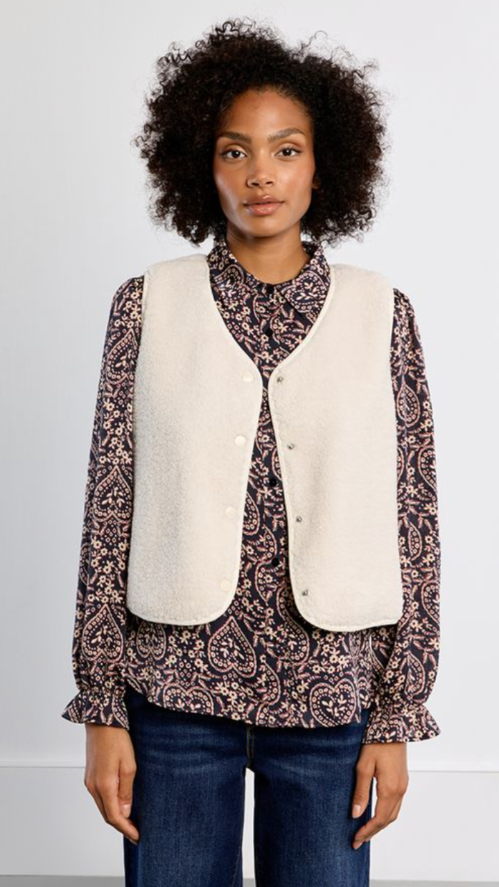 Off White Buttoned Fur Vest