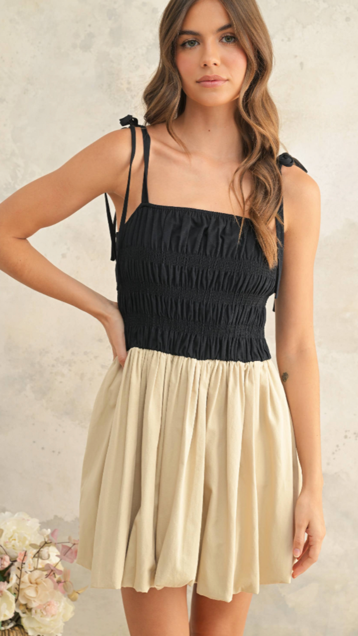 Contrast Top Bubble Hem Dress