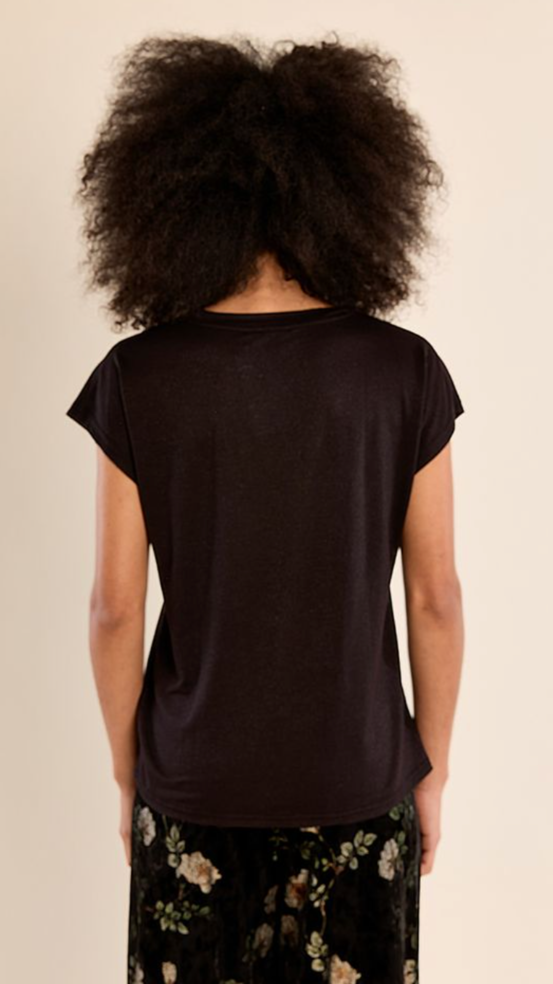 Black Shiny V Neck Tee