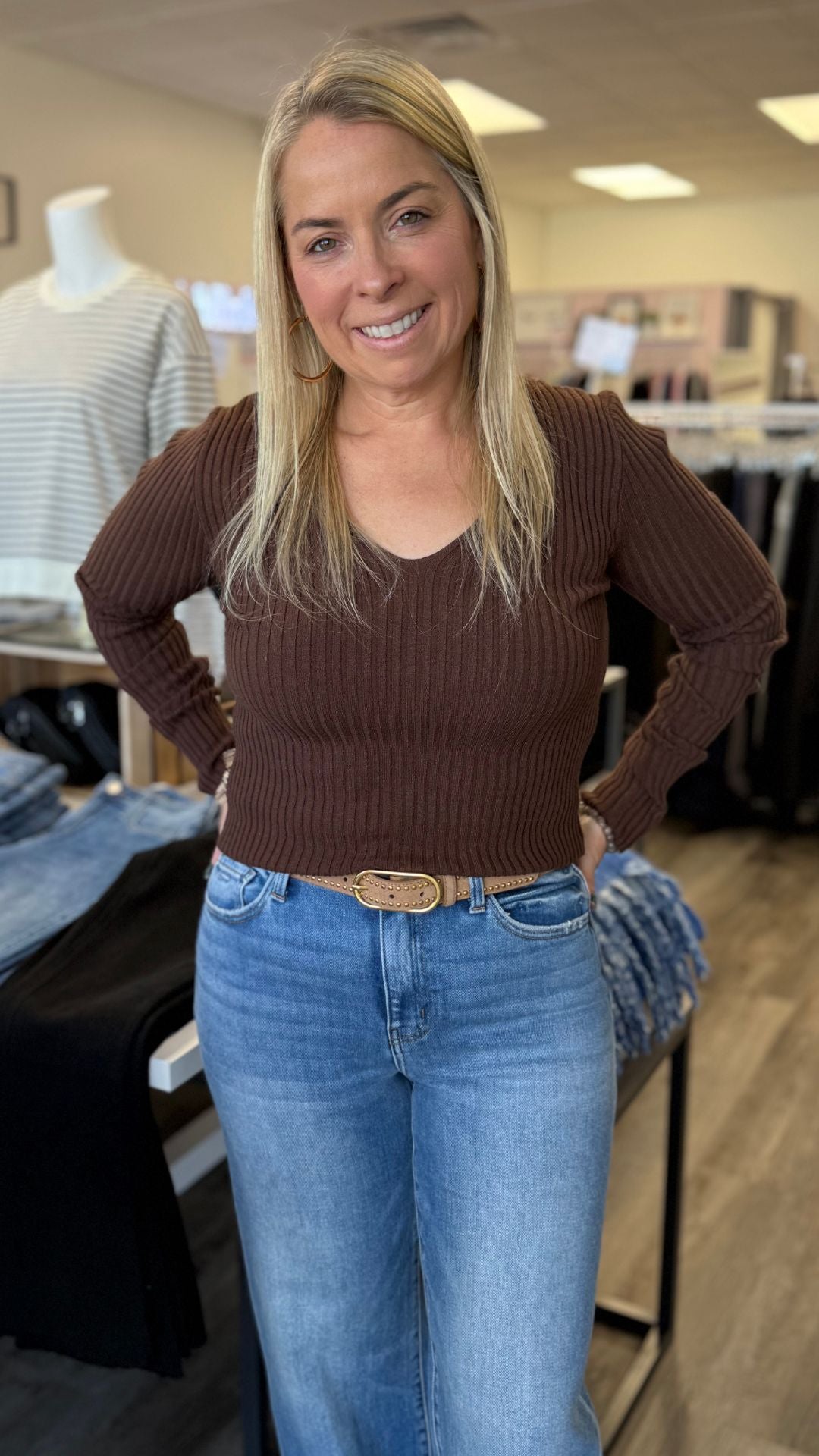 Cocoa Brown Fitted Light Sweater