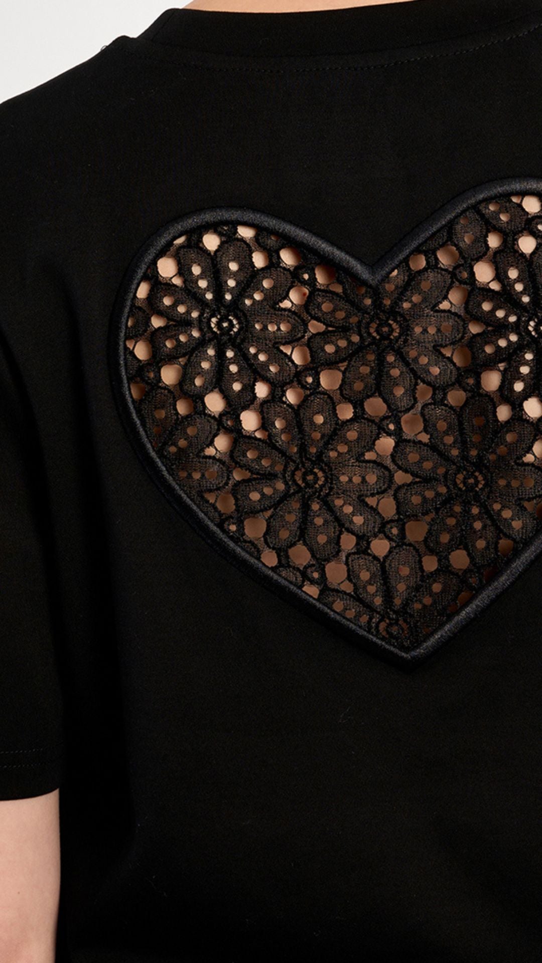 Black Open Heart Tee