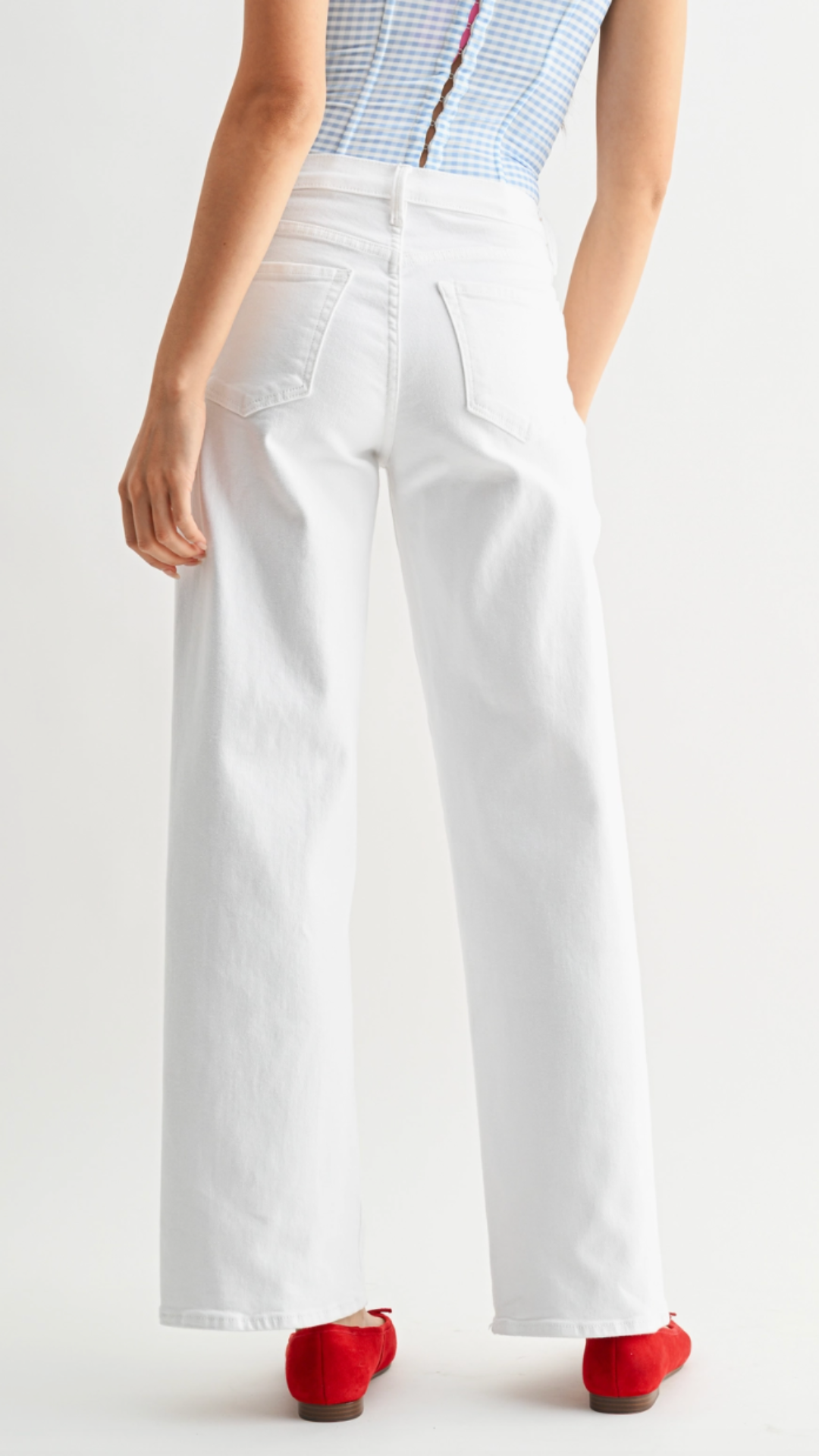 Mid Rise Optic White Loose Straight Full Length Jeans