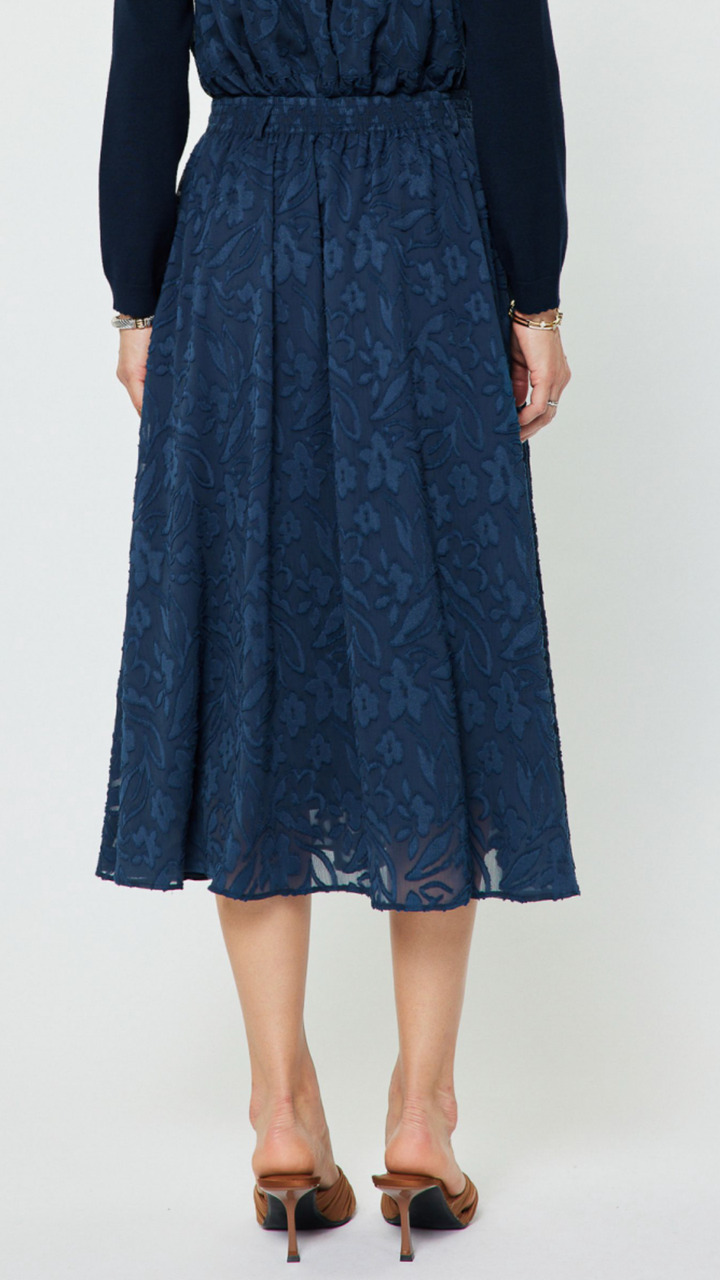 Floral Textured A Line Skirt With Belt