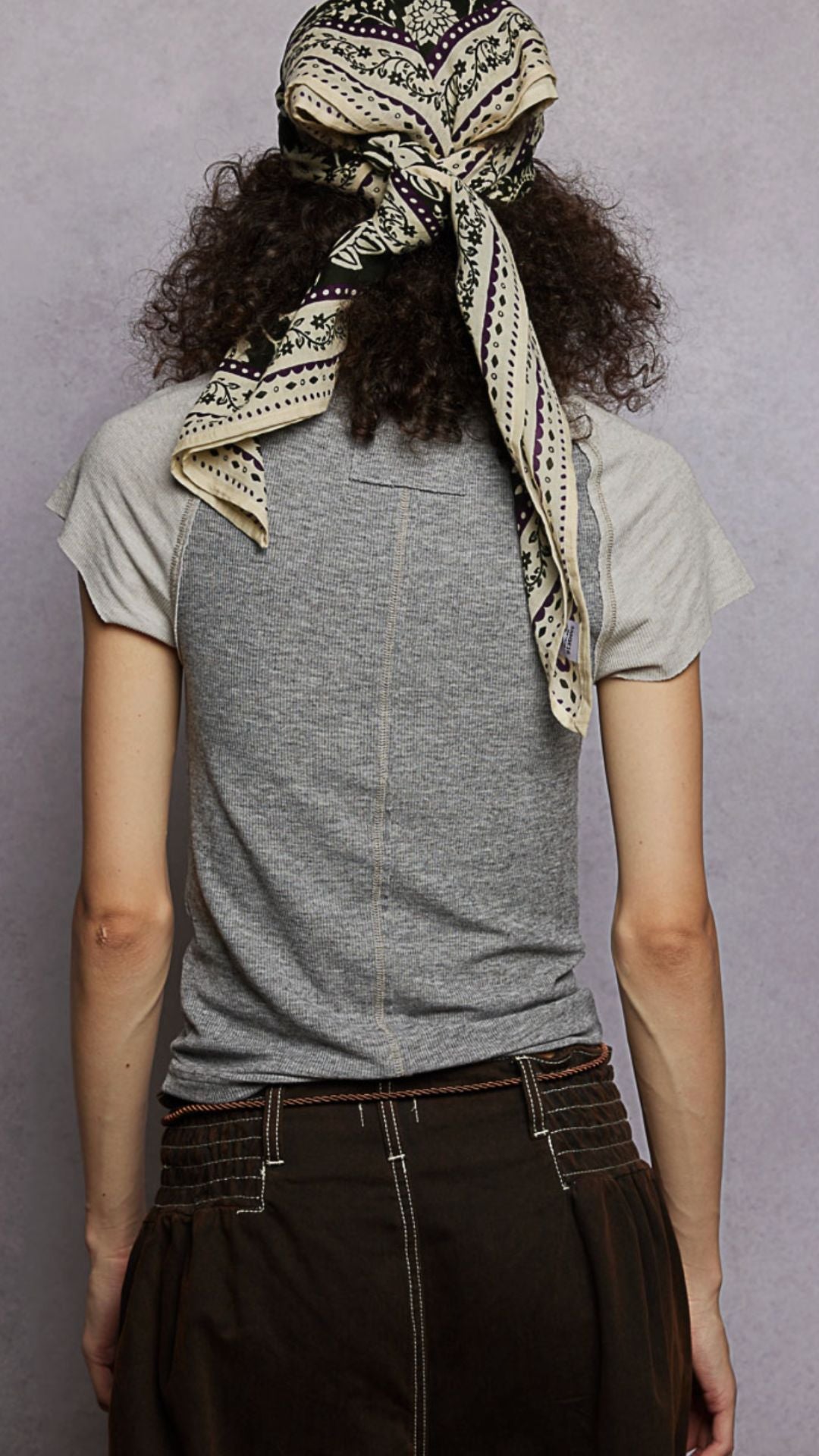 Charcoal And Gray Contrast Knit Tee