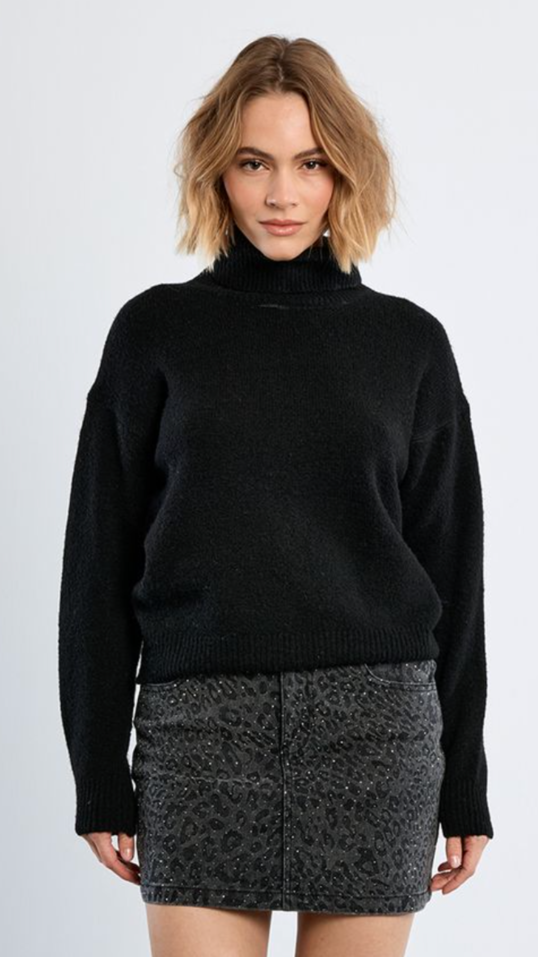Black Mock Neck Sweater