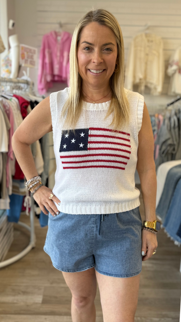 American Flag Sweater Tank