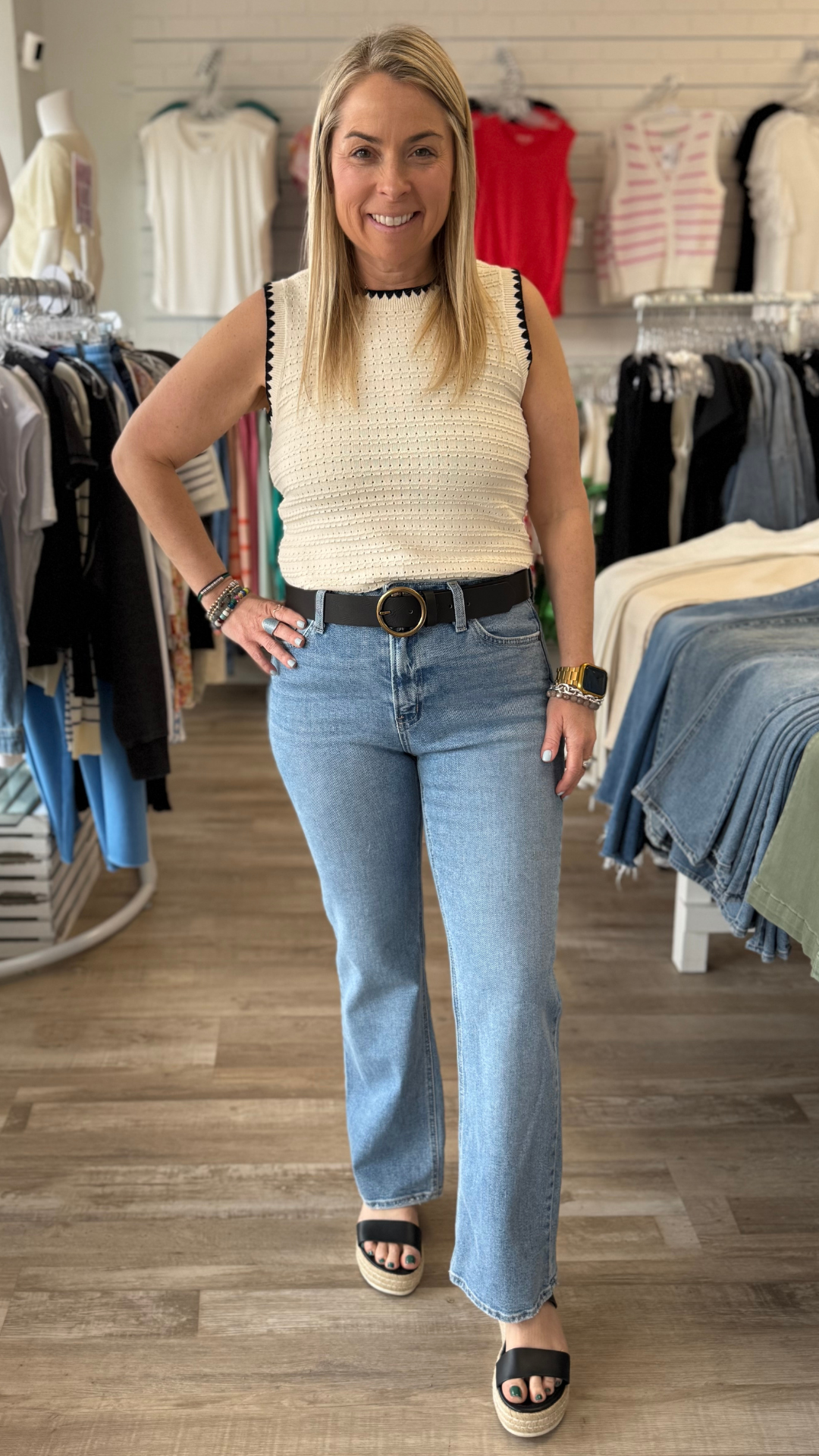 Chain Link Crewneck Tank Sweater Top