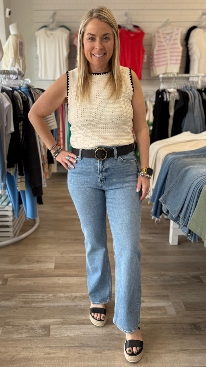 Chain Link Crewneck Tank Sweater Top