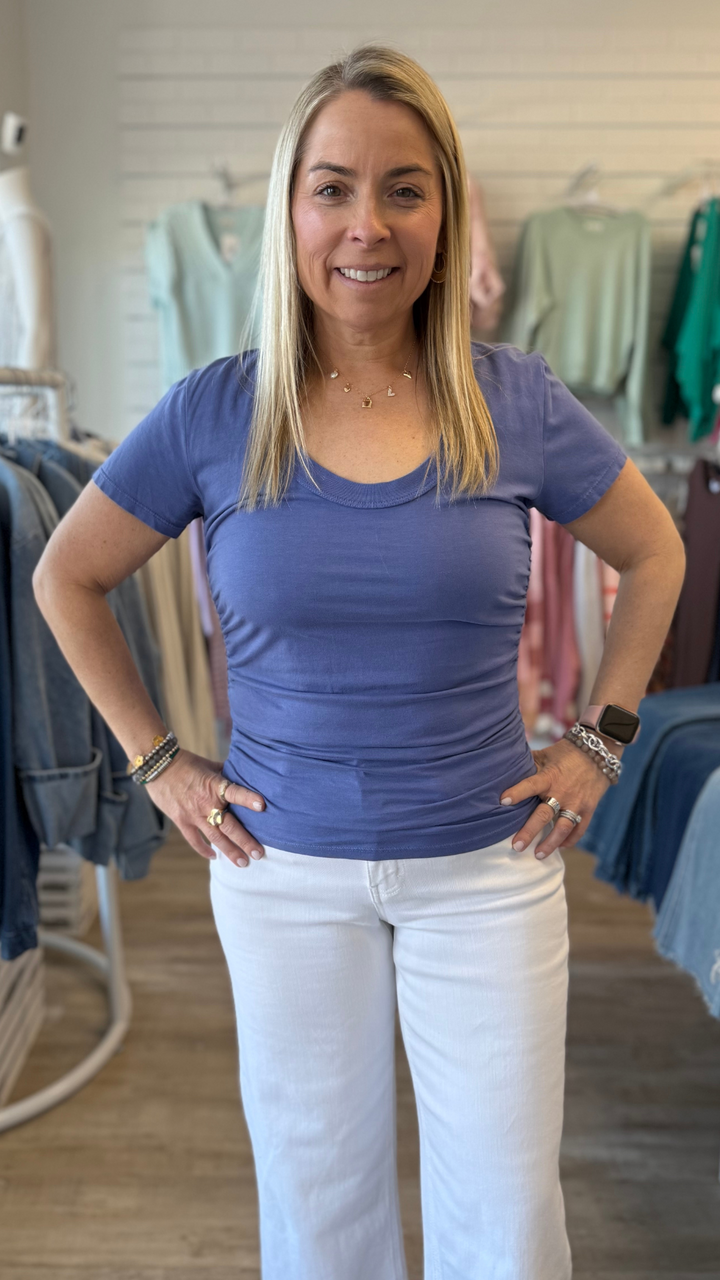 Blue Iris Scoop Neck Tee