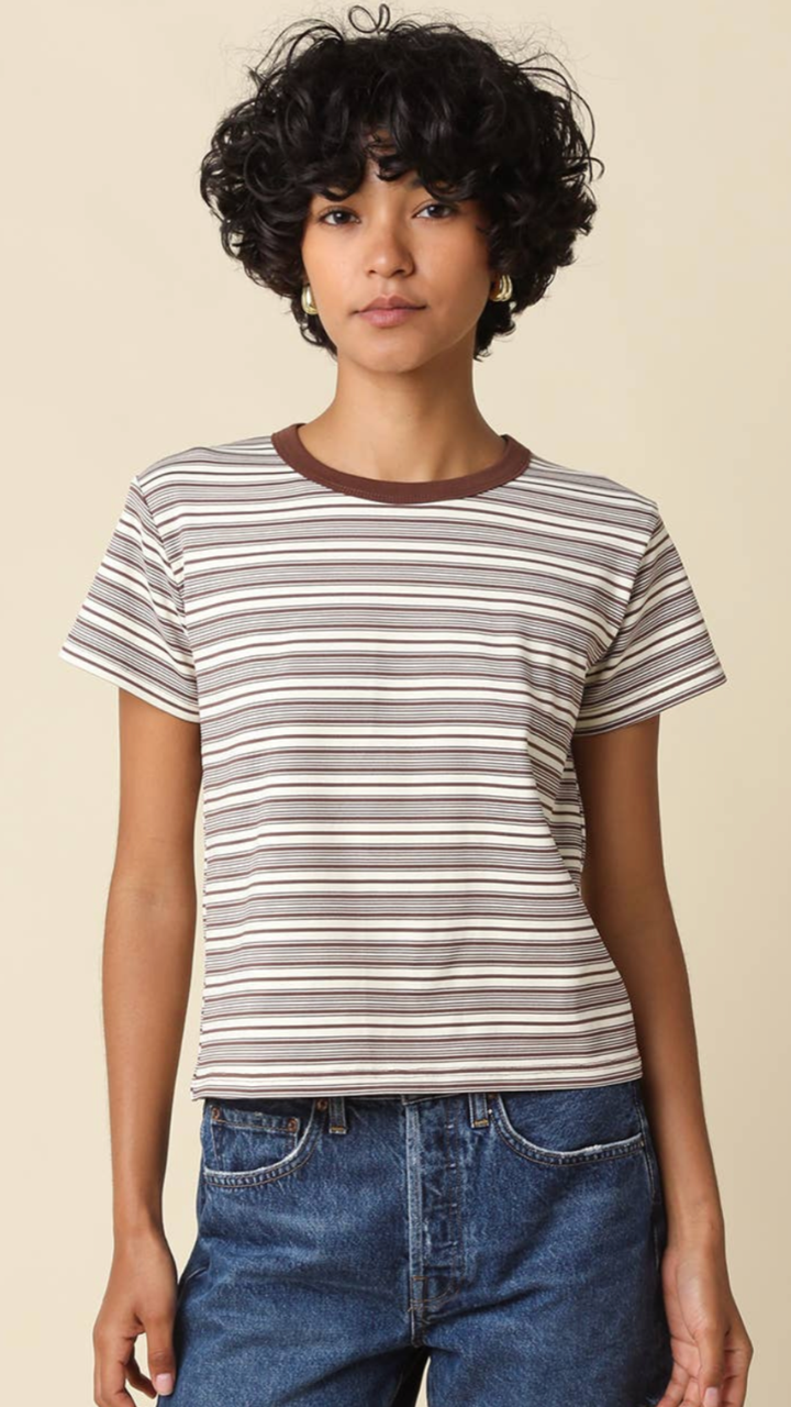 Brown And Cream Stripe Tee