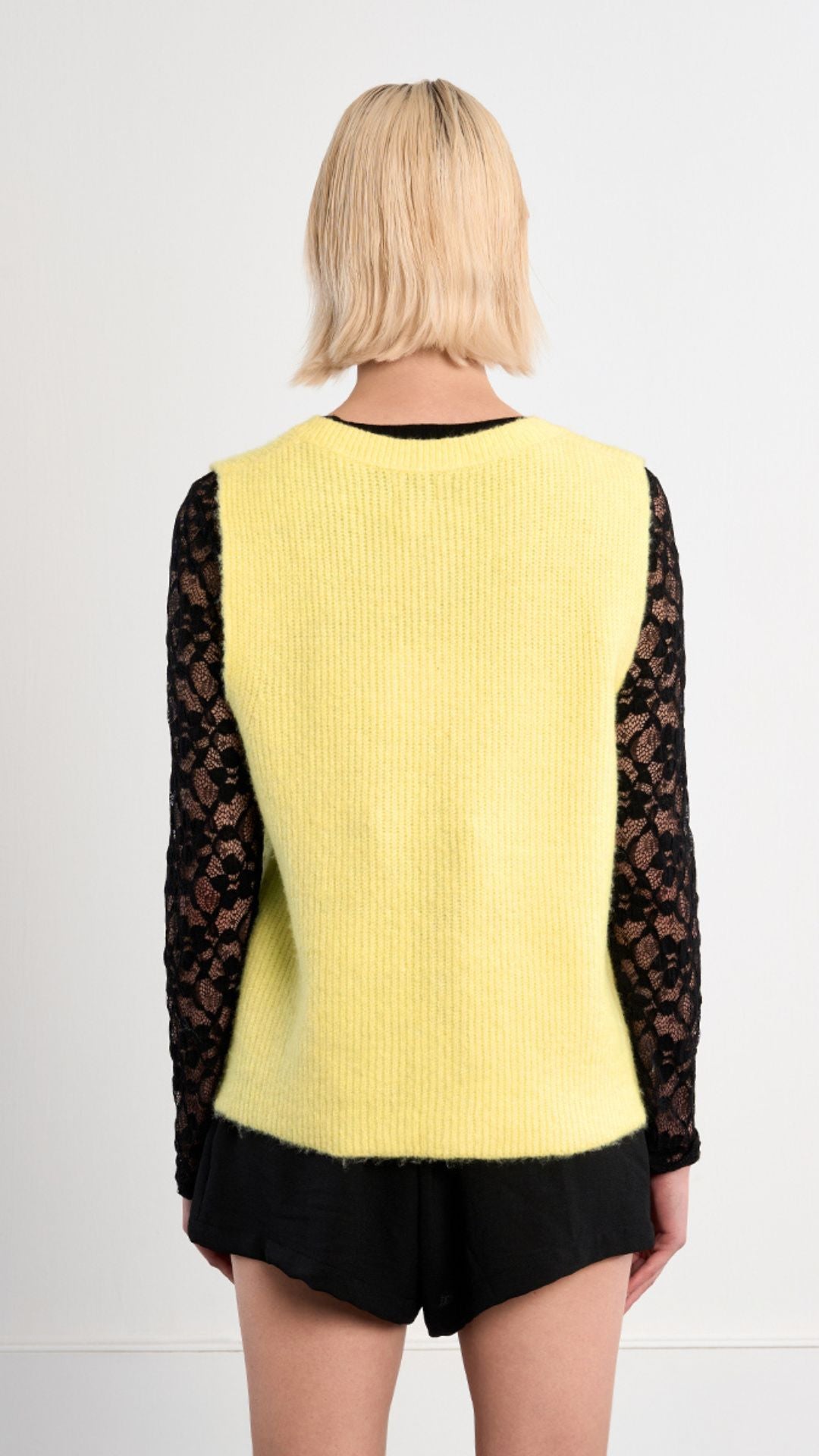 Yellow Buttoned Sweater Cardigan Vest