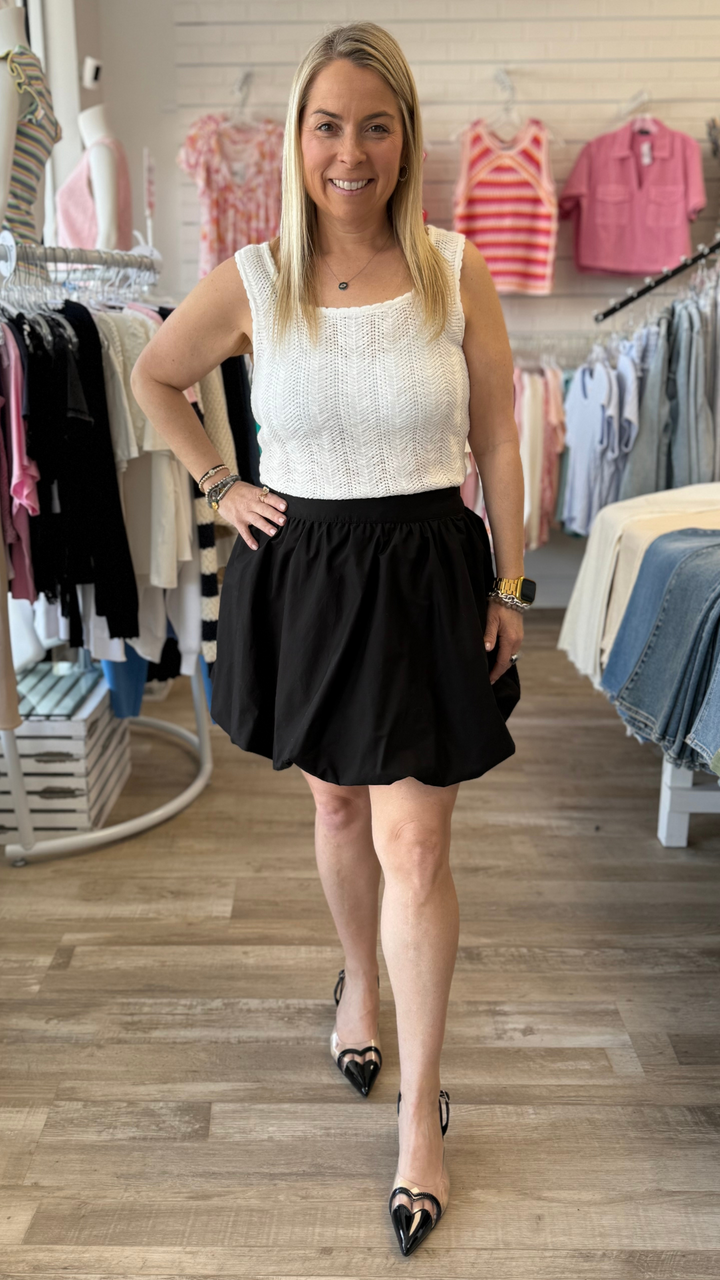 Black Bubble Hem Mini Skirt
