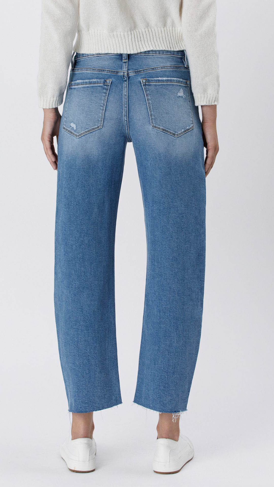 High Rise Medium Wash Slim Barrel Jeans