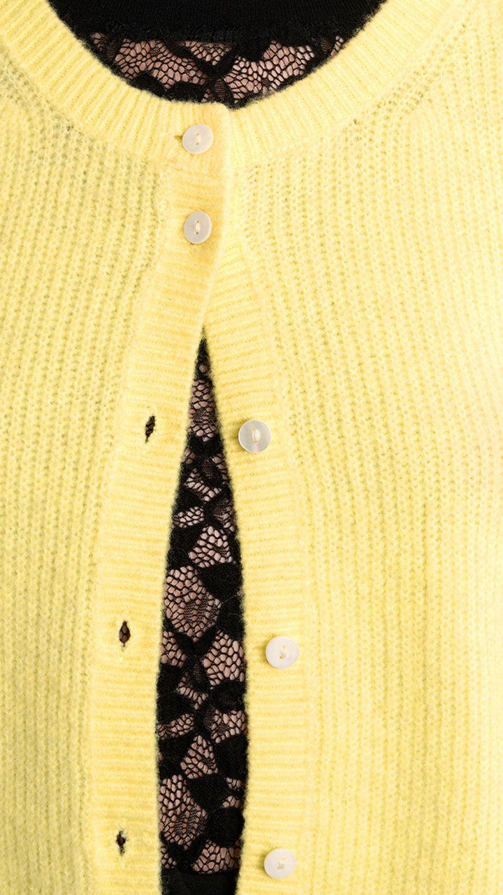 Yellow Buttoned Sweater Cardigan Vest