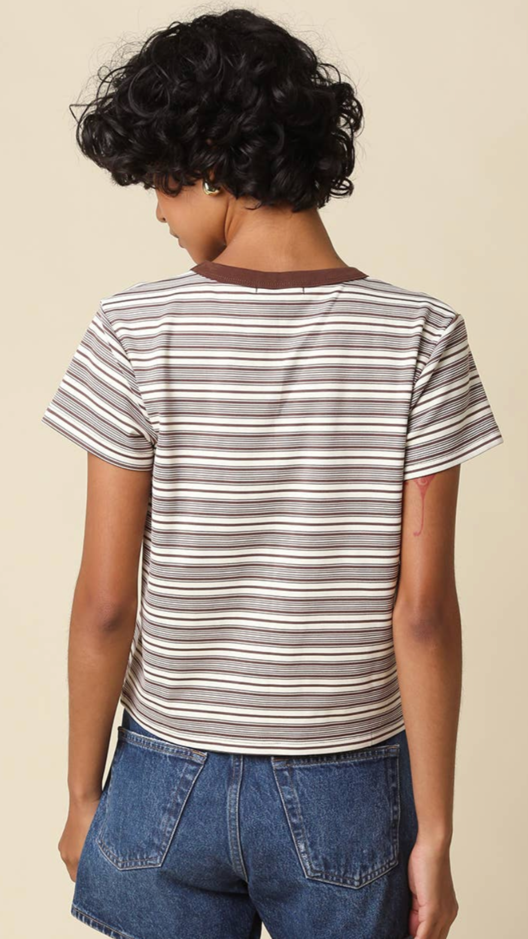 Brown And Cream Stripe Tee