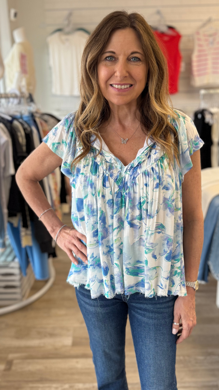 Blue Allure Print Blouse