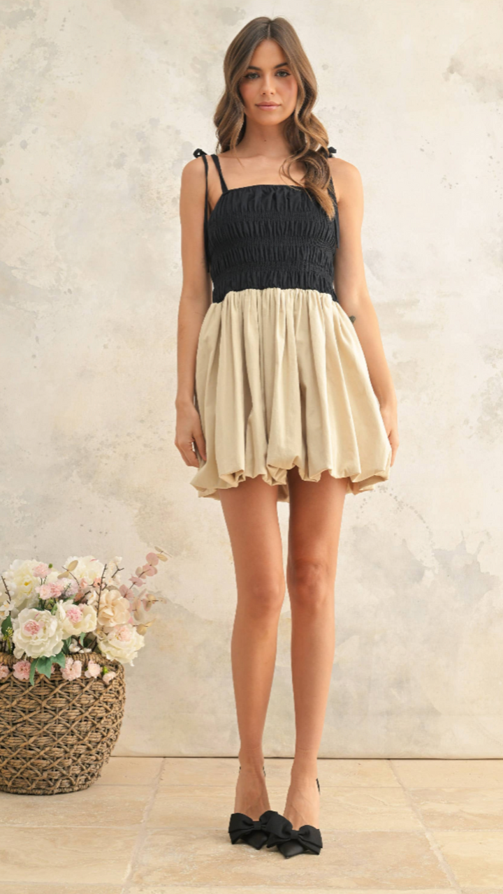 Contrast Top Bubble Hem Dress
