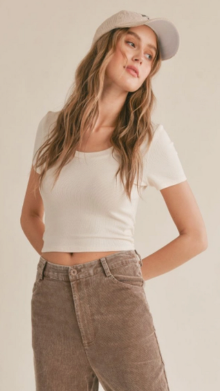 Marshmallow Scoop Neck Knit Tee