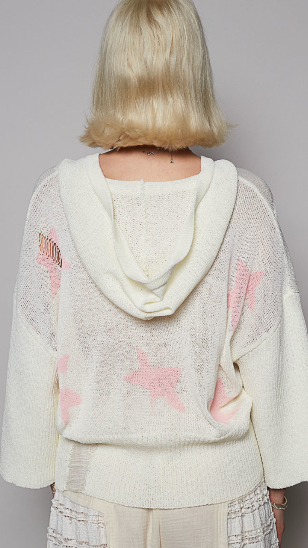Cream And Pink Star Sweater
