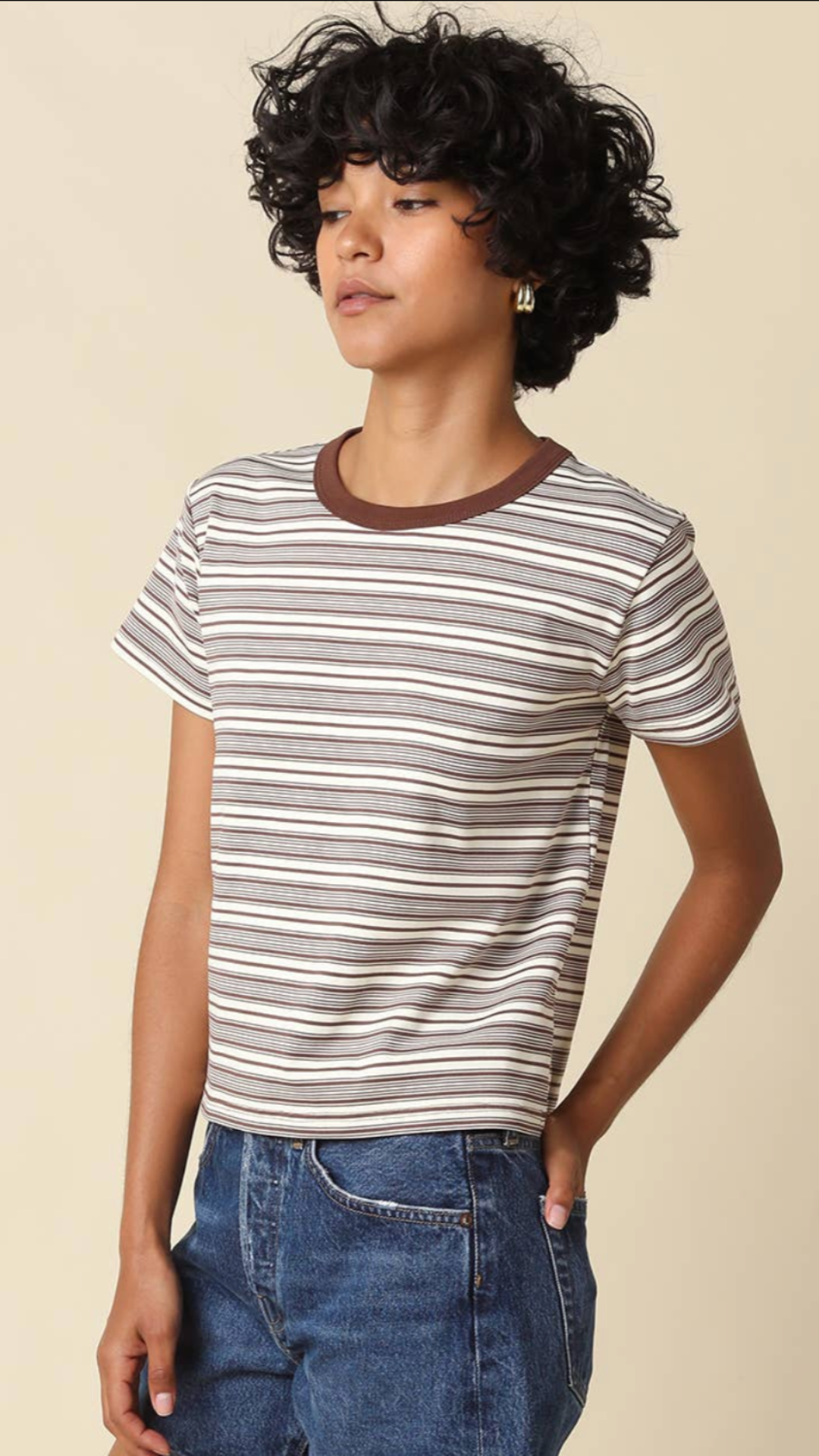 Brown And Cream Stripe Tee