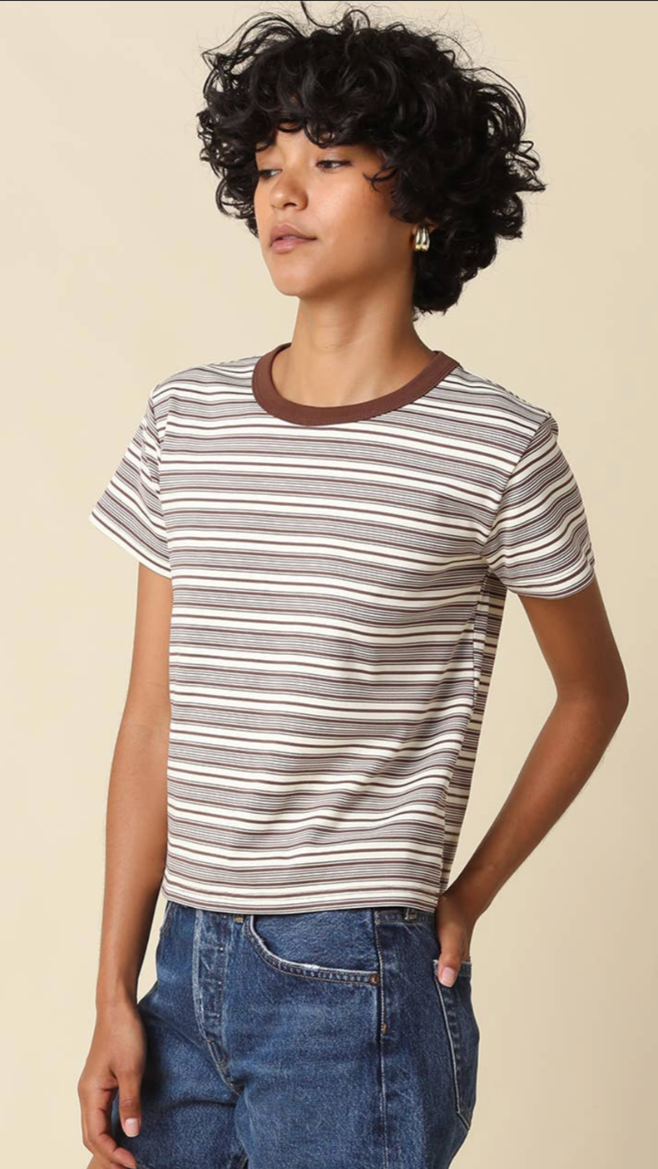 Brown And Cream Stripe Tee