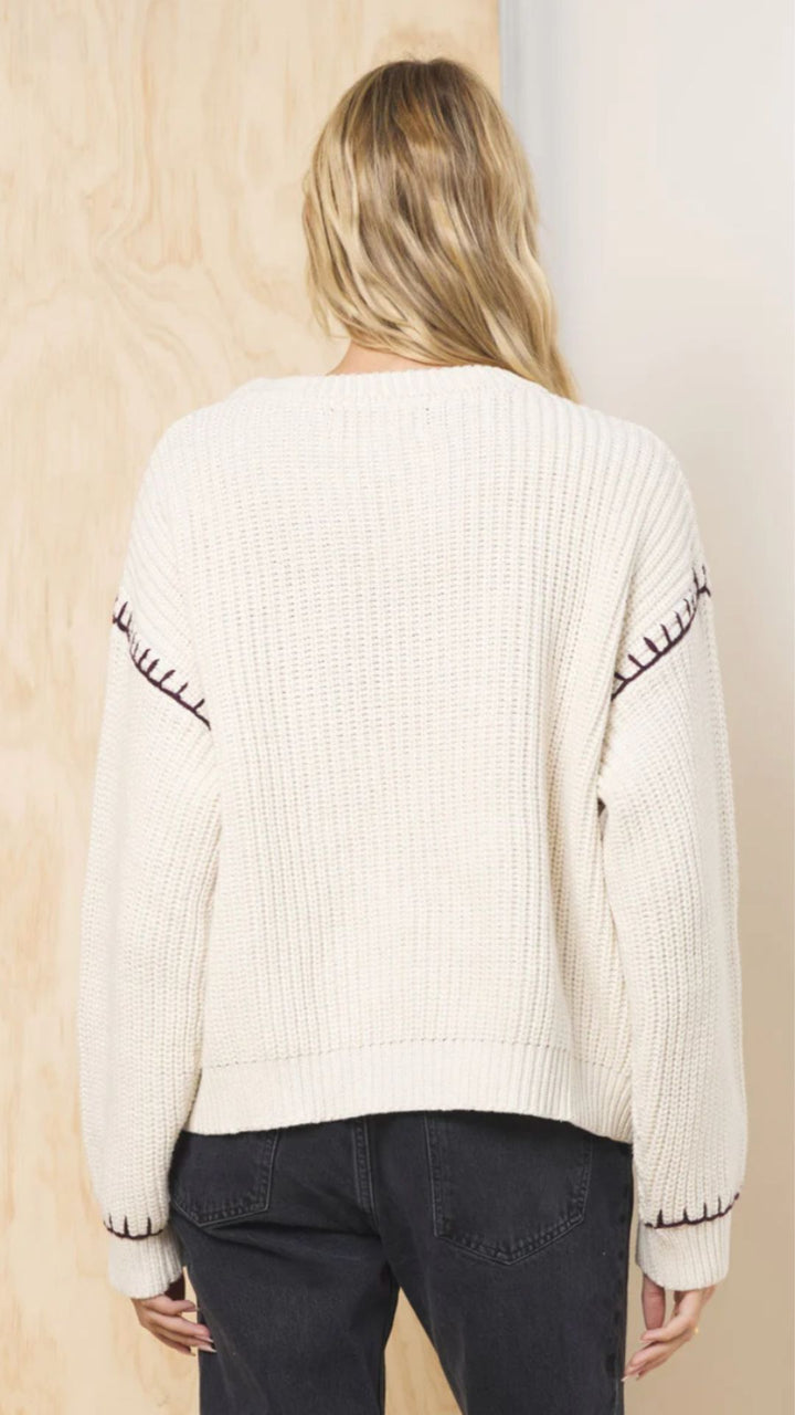 Whipstitch Detail Heart Sweater