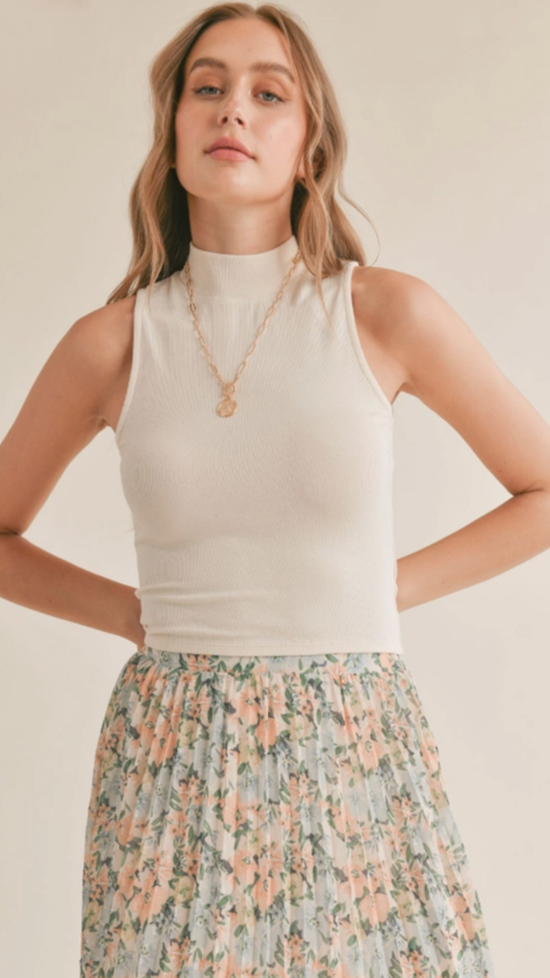 Marshmallow Mock Neck Knit Tank