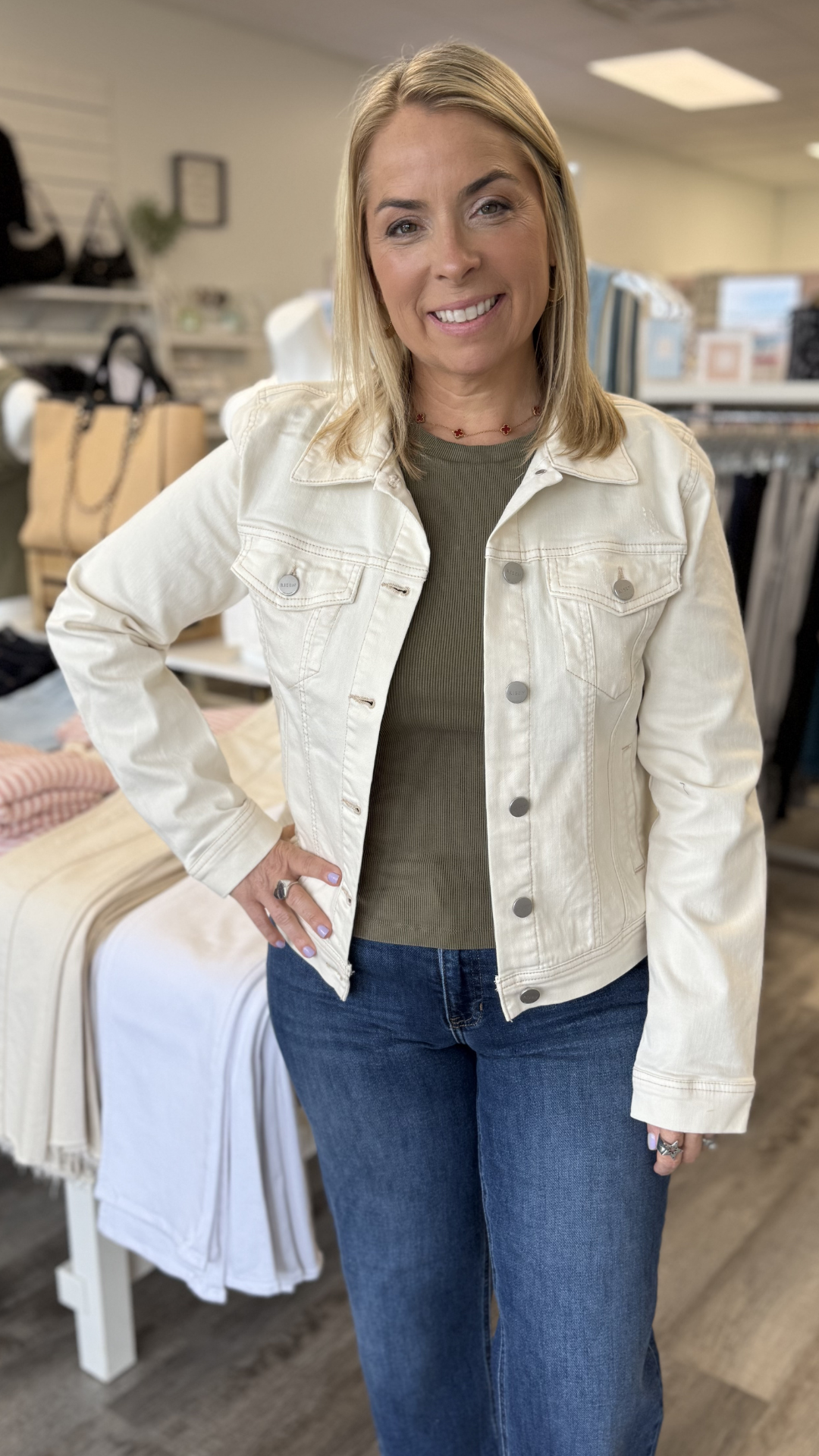 Ivory Washed Denim Jacket