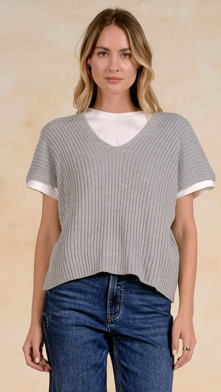 Short Sleeve Layered Sweater Top